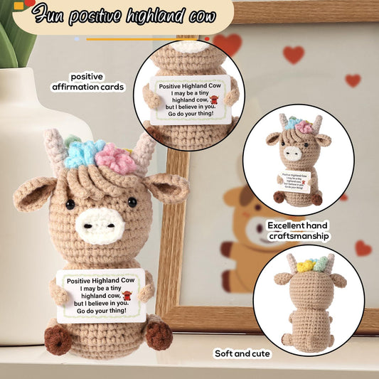 Knitted Highland Cow Plush Animal Doll Cute Gift