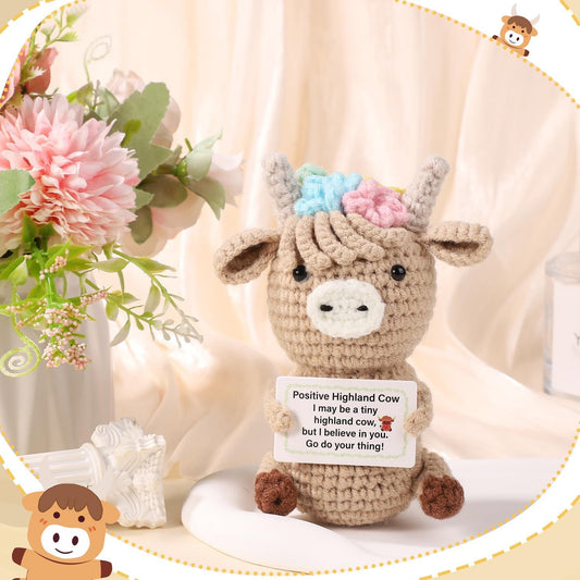 Knitted Highland Cow Plush Animal Doll Cute Gift